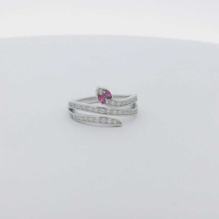 Magenta Eyes Dazzle Slither Ring