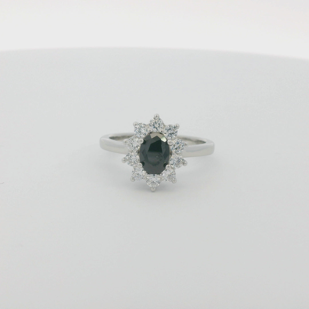 Blue Zirconia Oval Crown Dazzle Ring