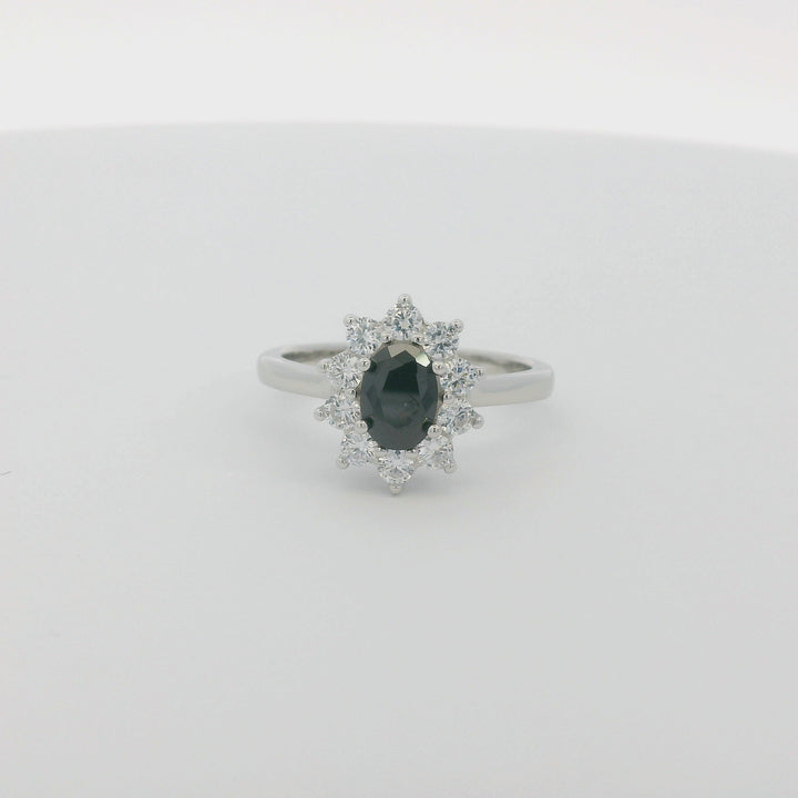 Blue Zirconia Oval Crown Dazzle Ring