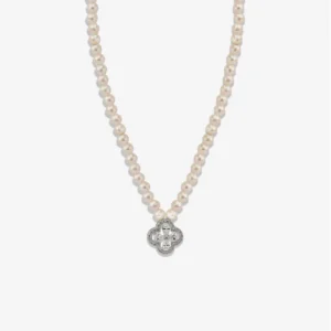 Dazzle Clover Charm Pearl Silver Edition Necklace