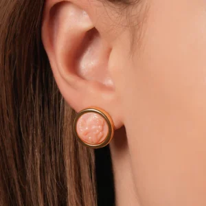 Coral Gemstone Angel Cut Earrings