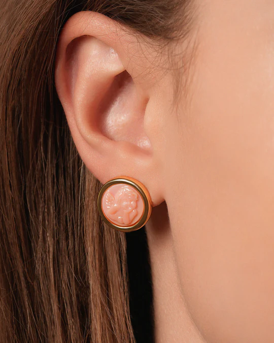 Coral Gemstone Angel Cut Earrings