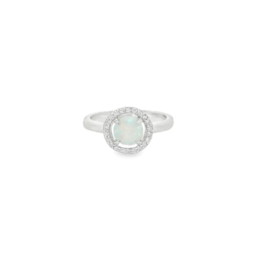 Round Opal Slim Ring
