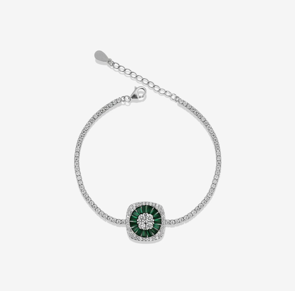 Green Gemmed Round Dazzle Tennis Bracelet