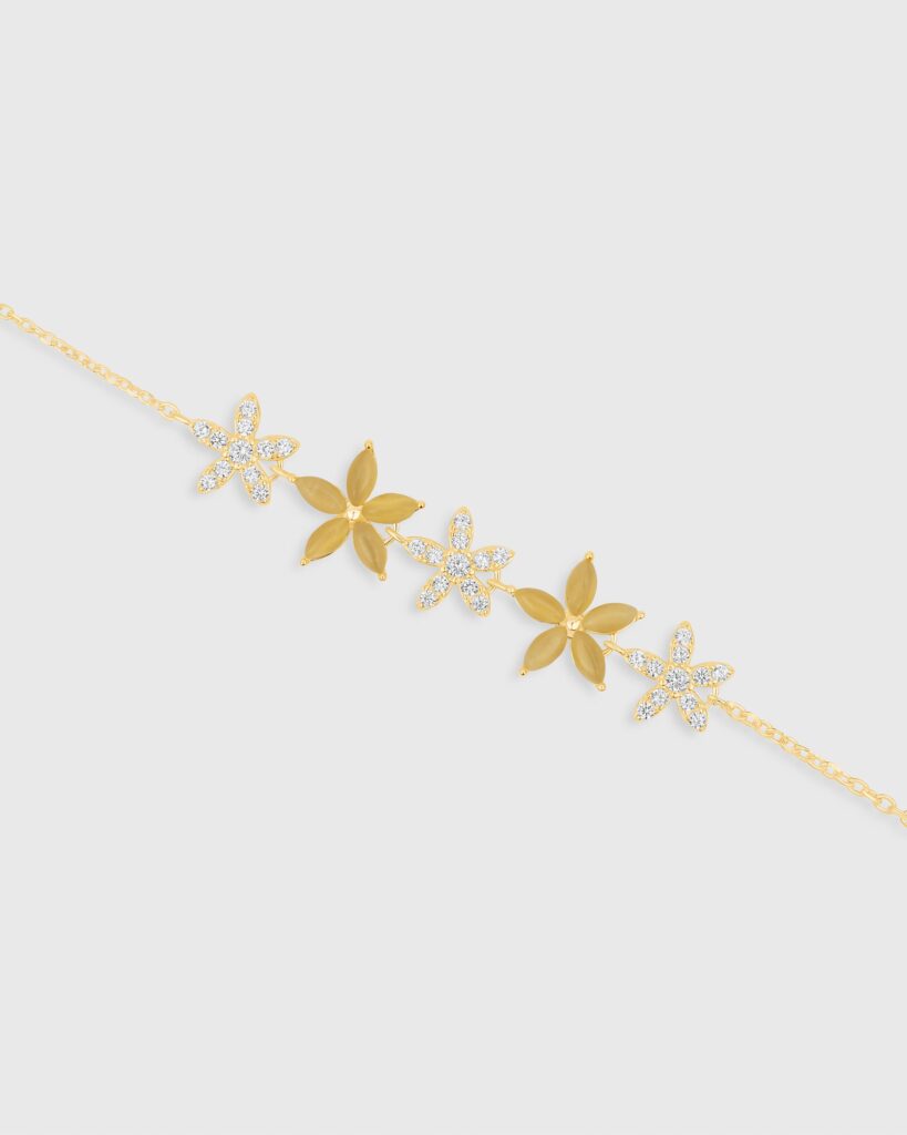 Citron & Golden Flower Gold Plated Bracelet