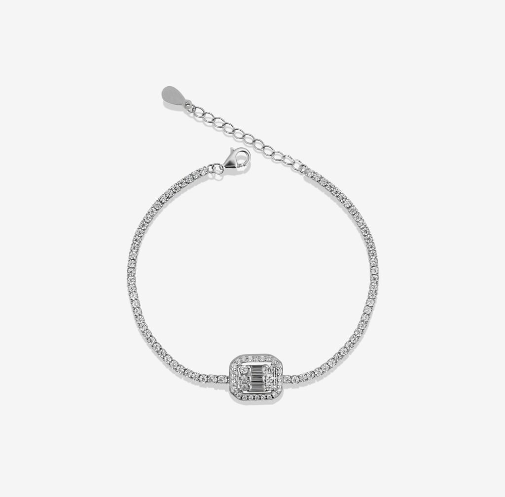 Classy Baguette White Gemmed Tennis Bracelet