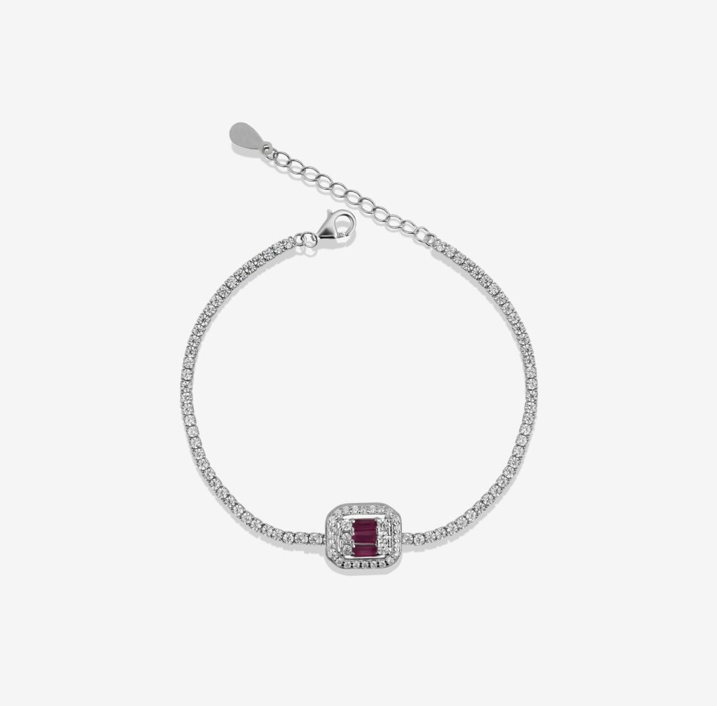 Classy Baguette Red Gemmed Tennis Bracelet