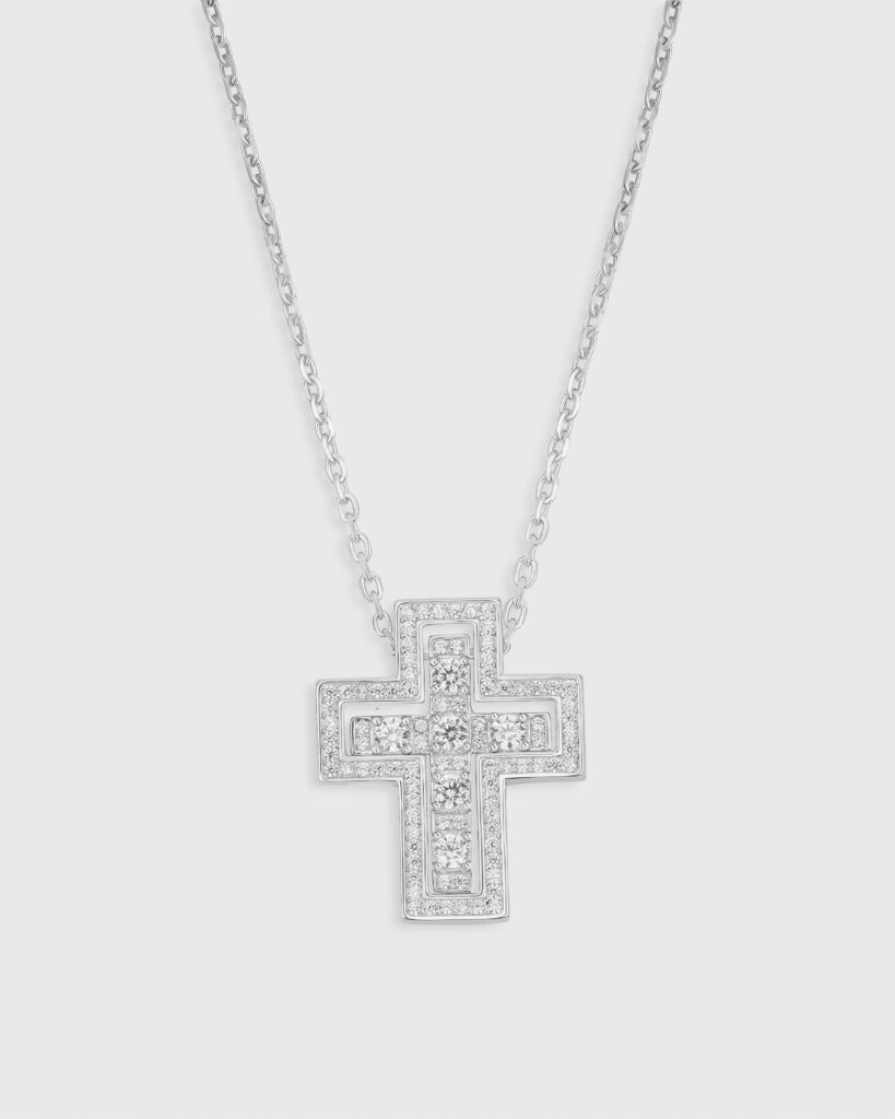 Double Dazzle Cross Necklace