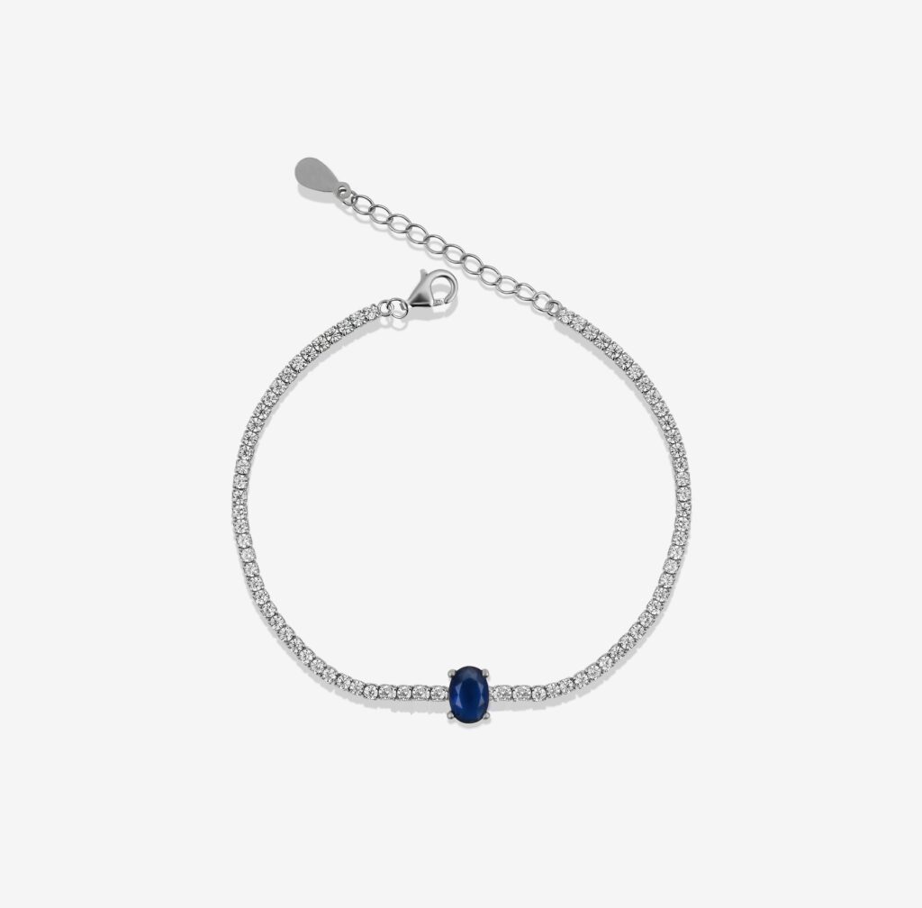 Fine Blue Gem Tennis Bracelet