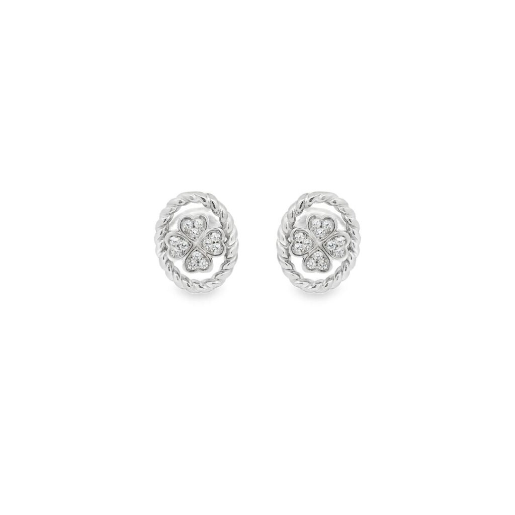 Clover Sparkle Twisted Oval Earrings