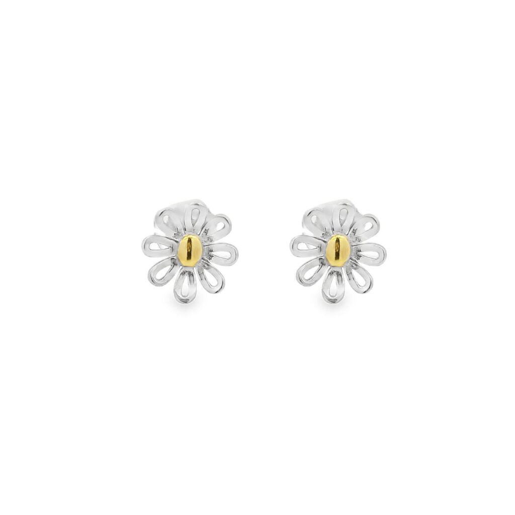 Silver & Gold Daisy Stud Earrings