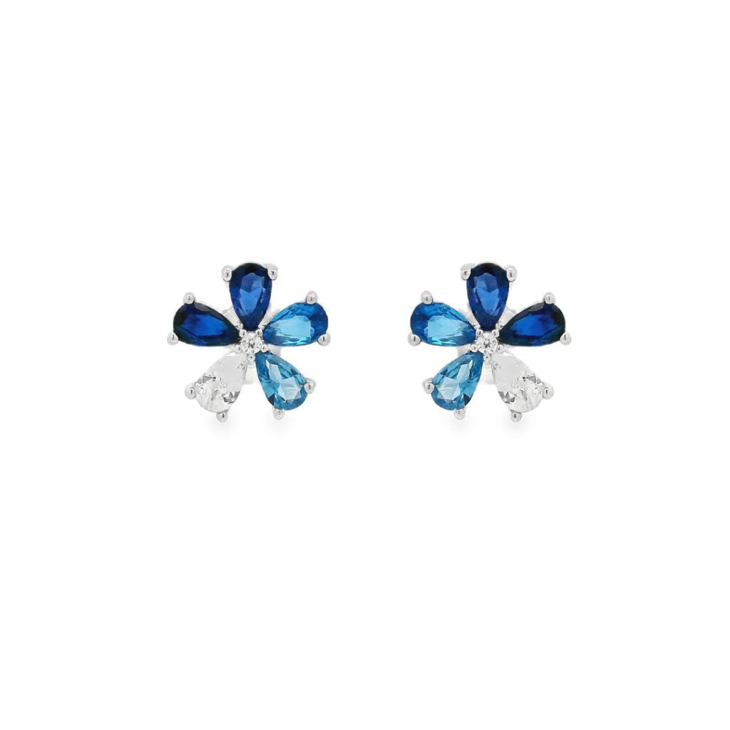 Flower Blue Roche Stud Earrings