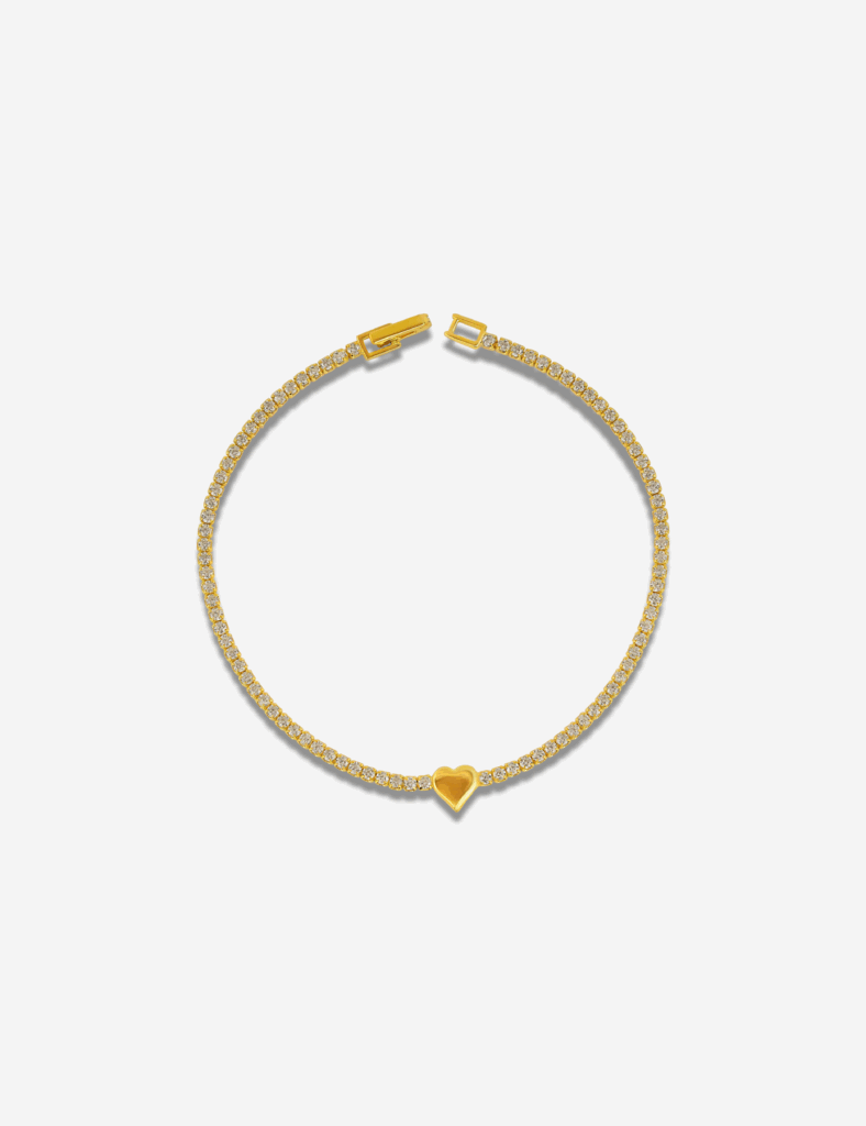 Golden Heart 18k Gold Plated Tennis Bracelet