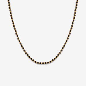 Thin Black Beads & 18k Gold Plated Necklace