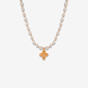 Golden Cross 18K Gold Plated Pearl Necklace