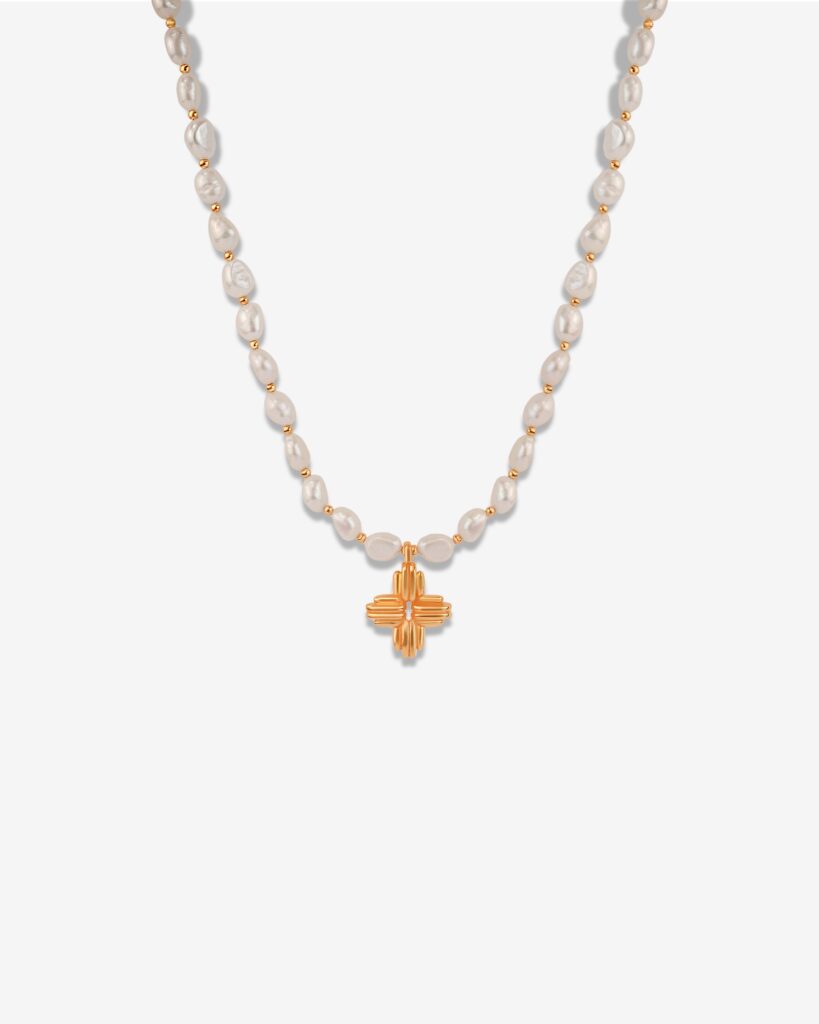Golden Cross 18K Gold Plated Pearl Necklace