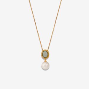 Opal Medallion Drop 18K Gold Plated Necklace