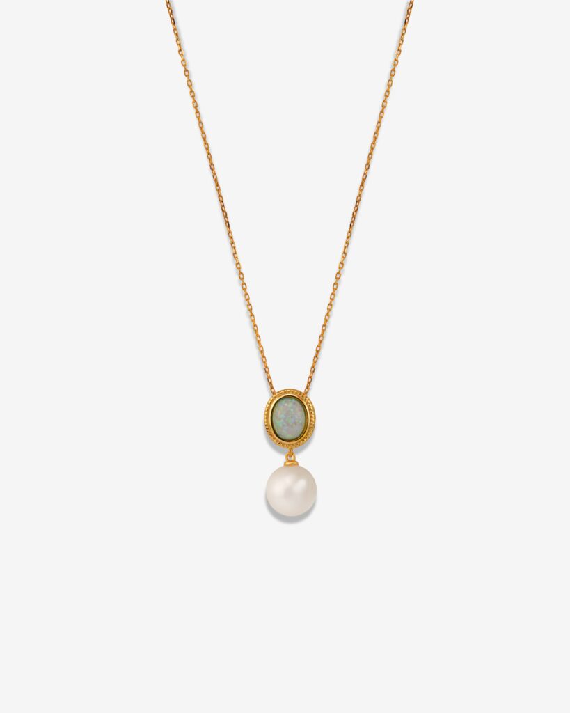 Opal Medallion Drop 18K Gold Plated Necklace