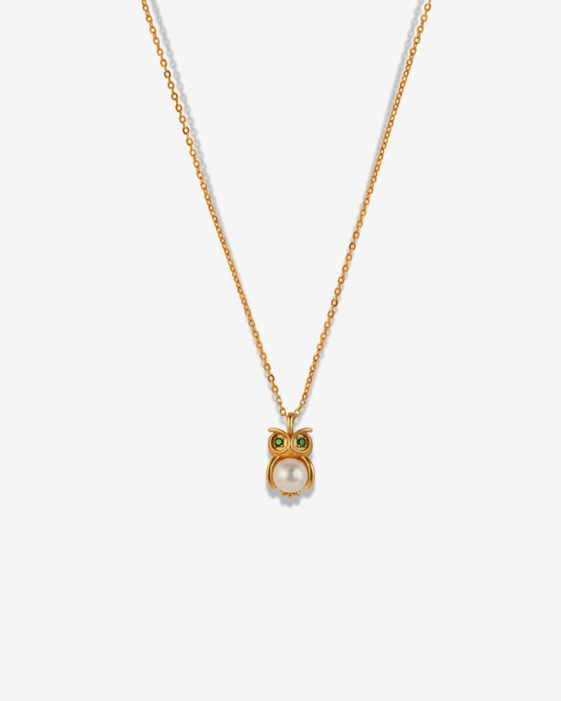 The Owl Pearl 18k Gold Plated Necklace