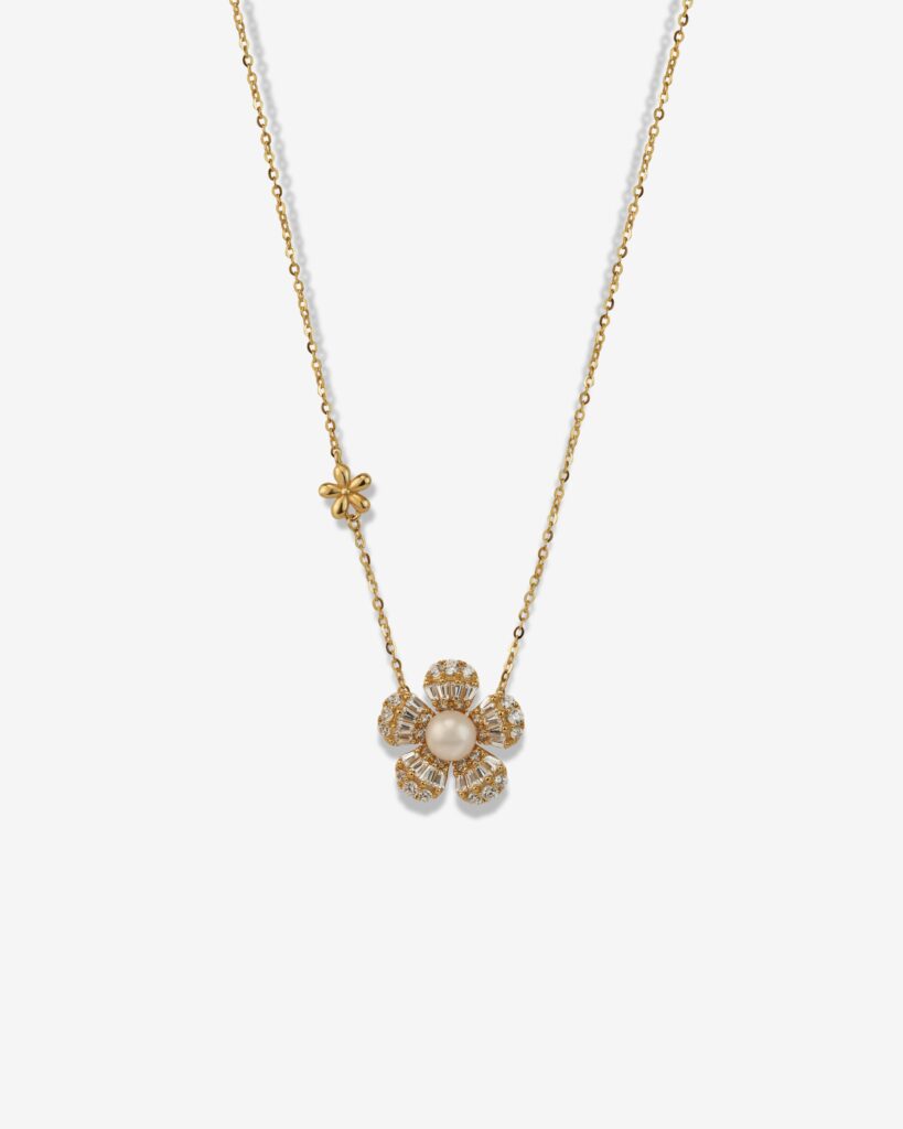 Pearl Dazzle Daisy 18K Gold Plated Necklace