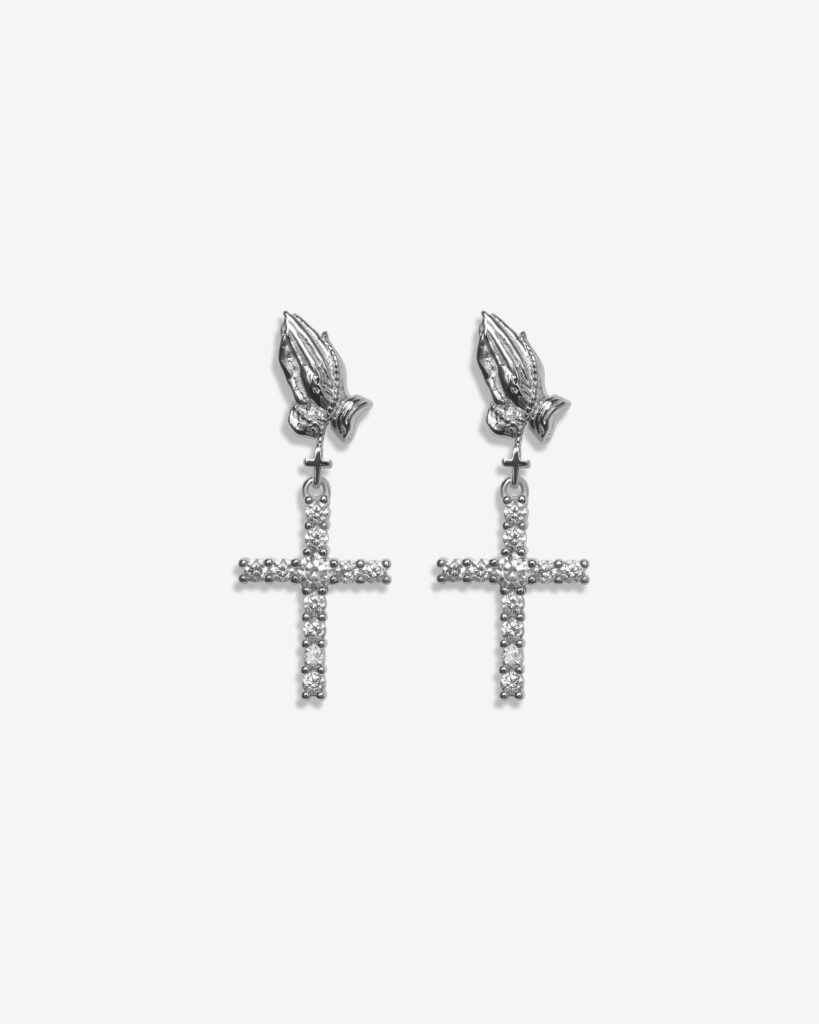 Praying Cross Moissanite Earrings
