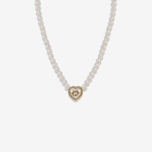 Dazzle Heart Charm Pearl 18k Gold Plated Necklace