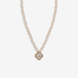 Dazzle Clover Pearl 18k Gold Plated Necklace