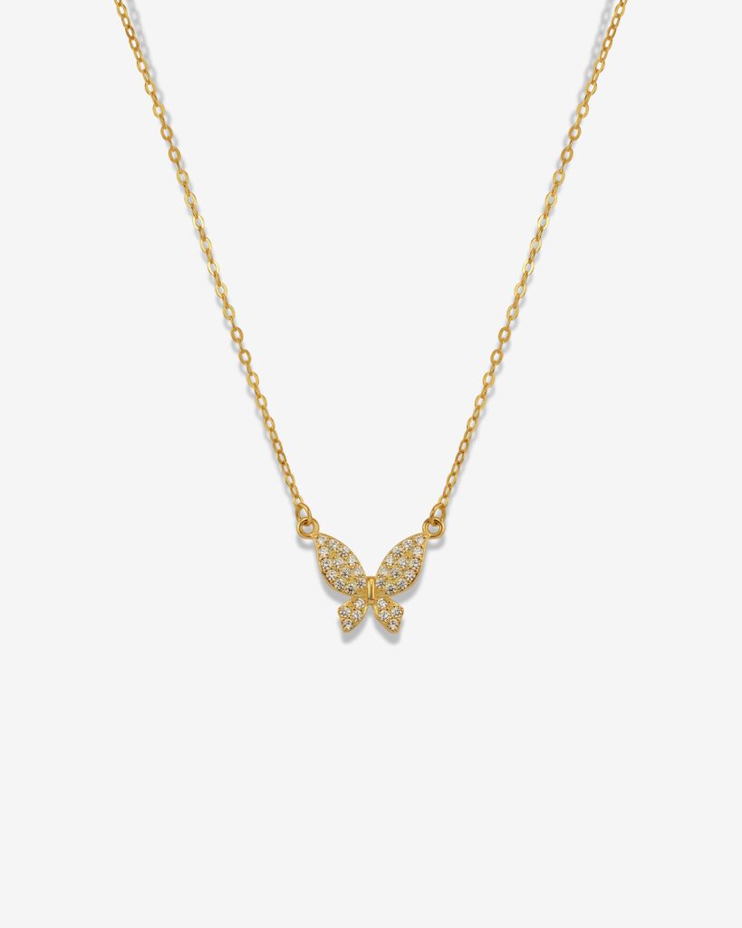Sparkly Golden Butterfly 18K Gold Plated Necklace