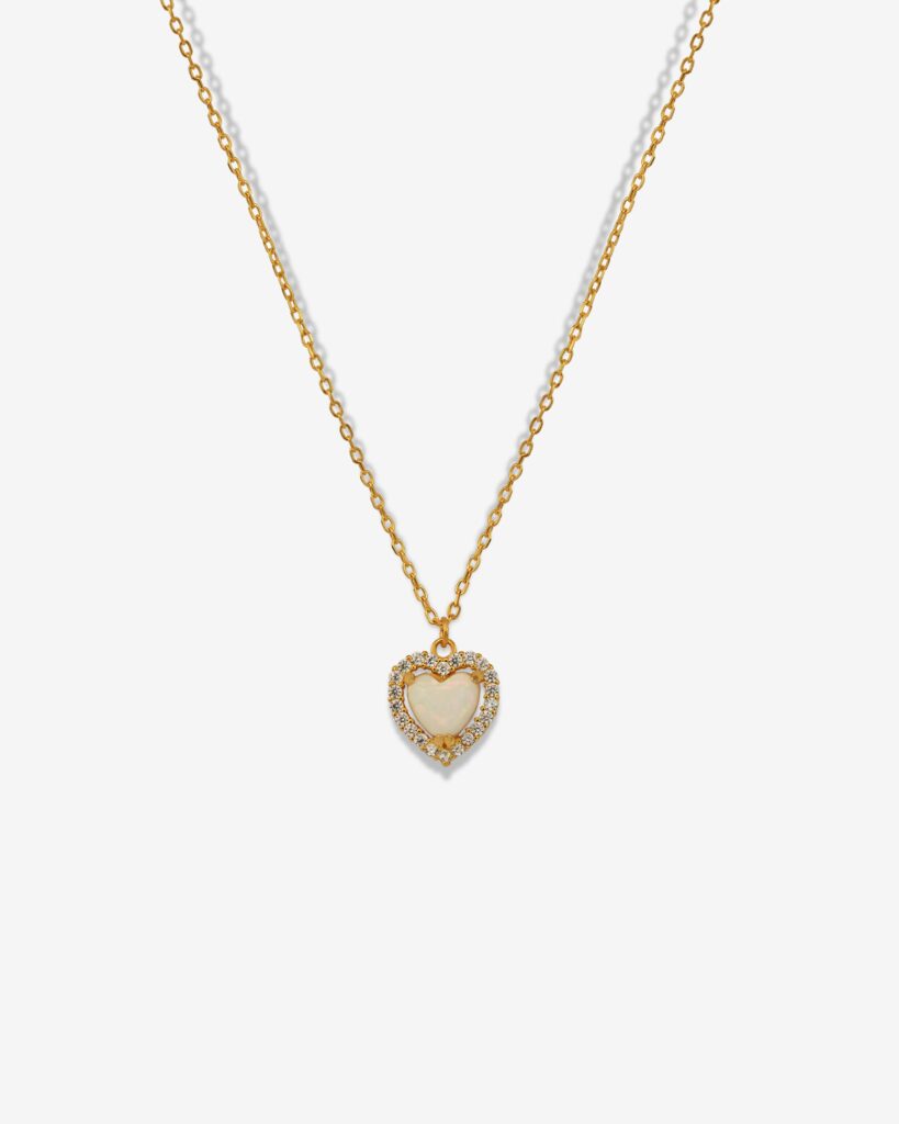 Dazzle Opal Heart 18K Gold Plated Necklace
