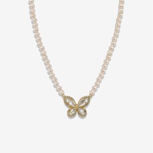 Dazzle Butterfly Pearl 18k Gold Plated Necklace