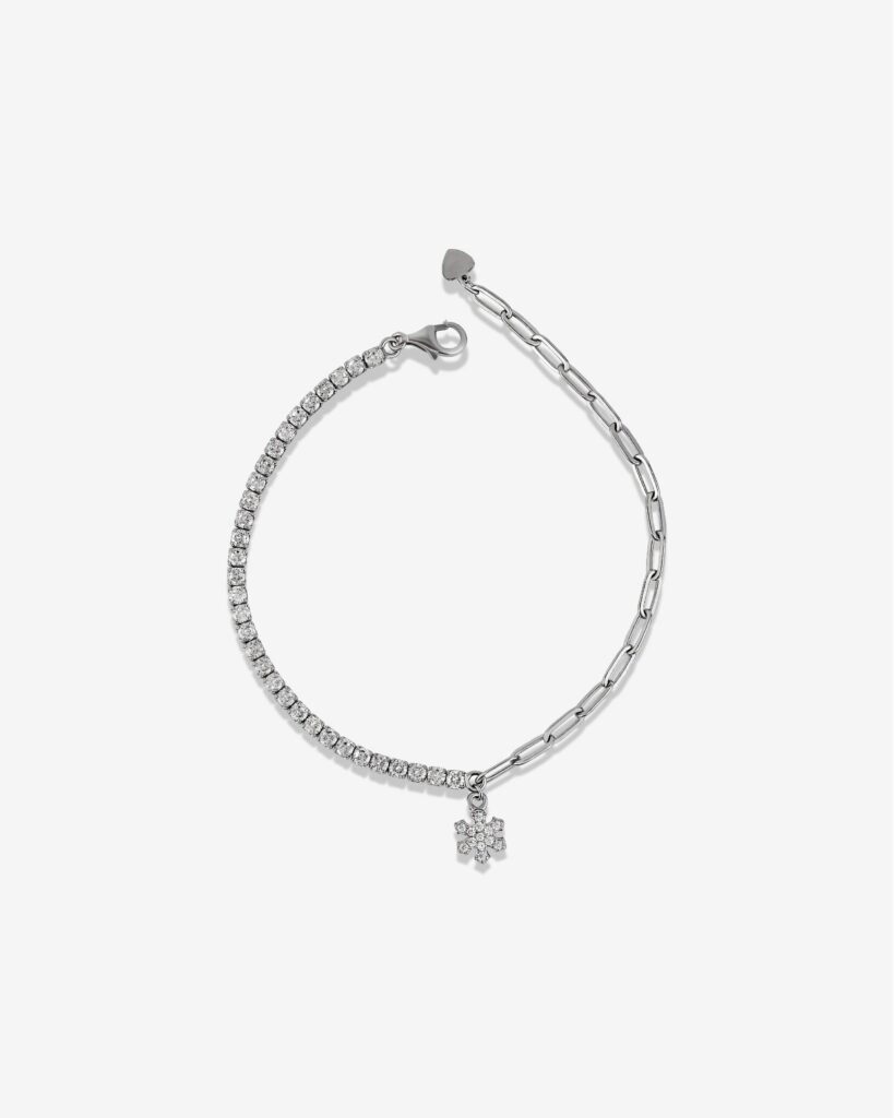 Snowflake White Zirconia Tennis Shackles Bracelet