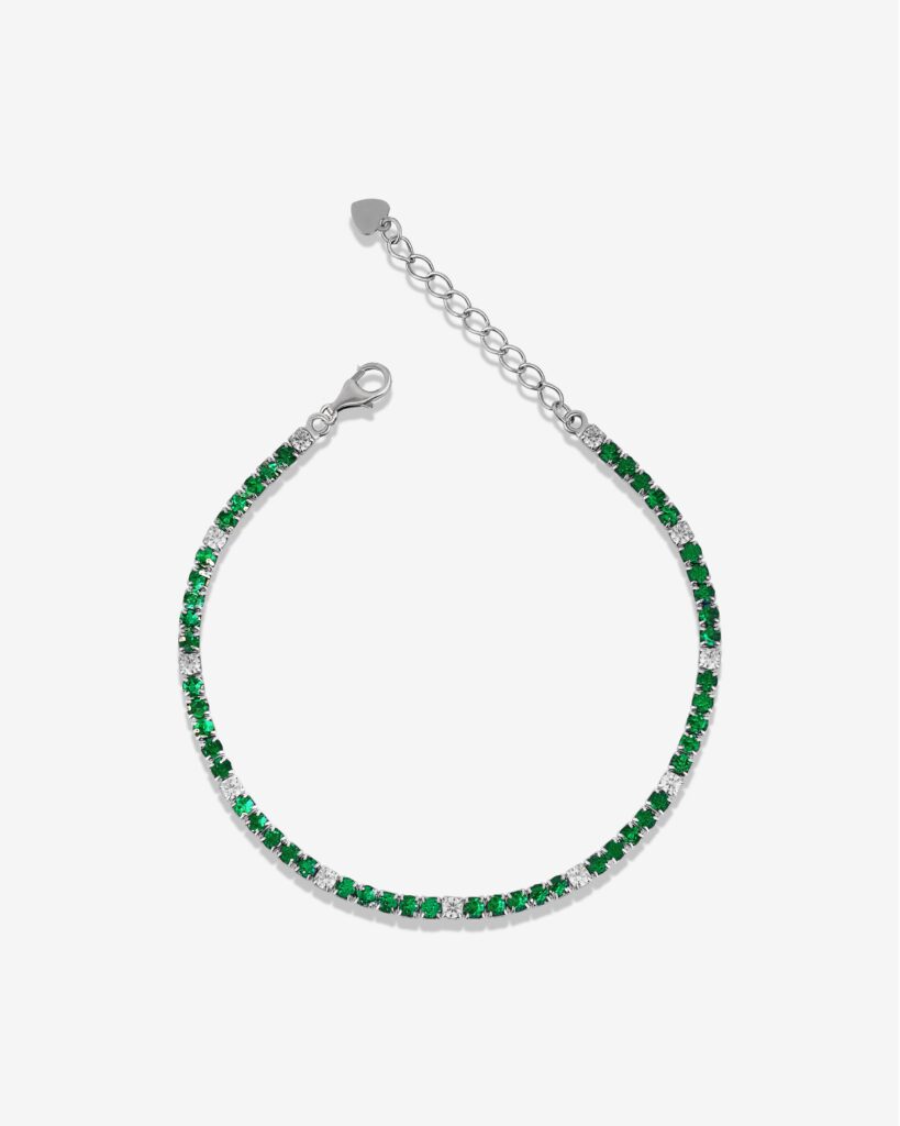 Green & White Gems Standard Tennis Bracelet