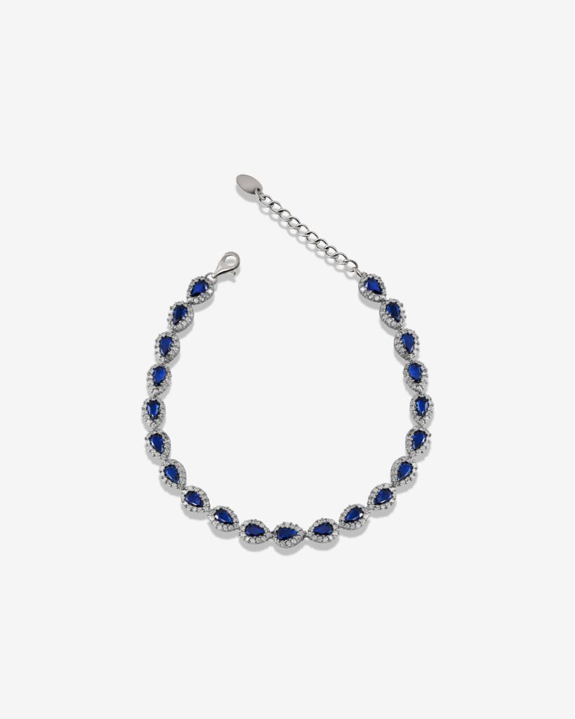 Blue Tear Drops Dazzle Tennis Bracelet