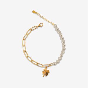 Lucky Clover Half Shackle Pearl Braclet