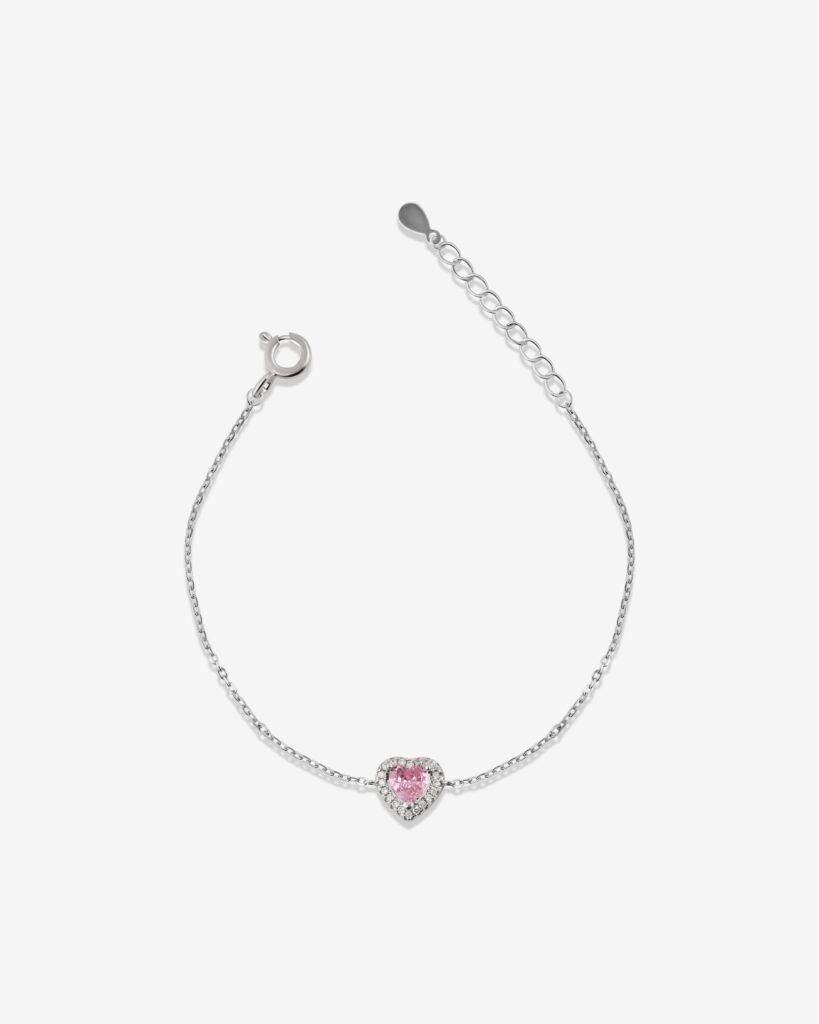 Sparkle Pink Heart Slim Bracelet