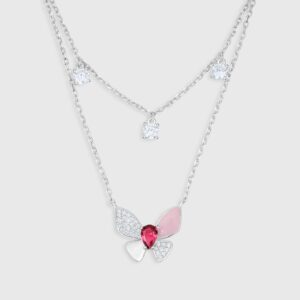 Red Gemmed Signature Butterfly Necklace