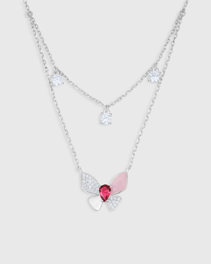 Red Gemmed Signature Butterfly Necklace