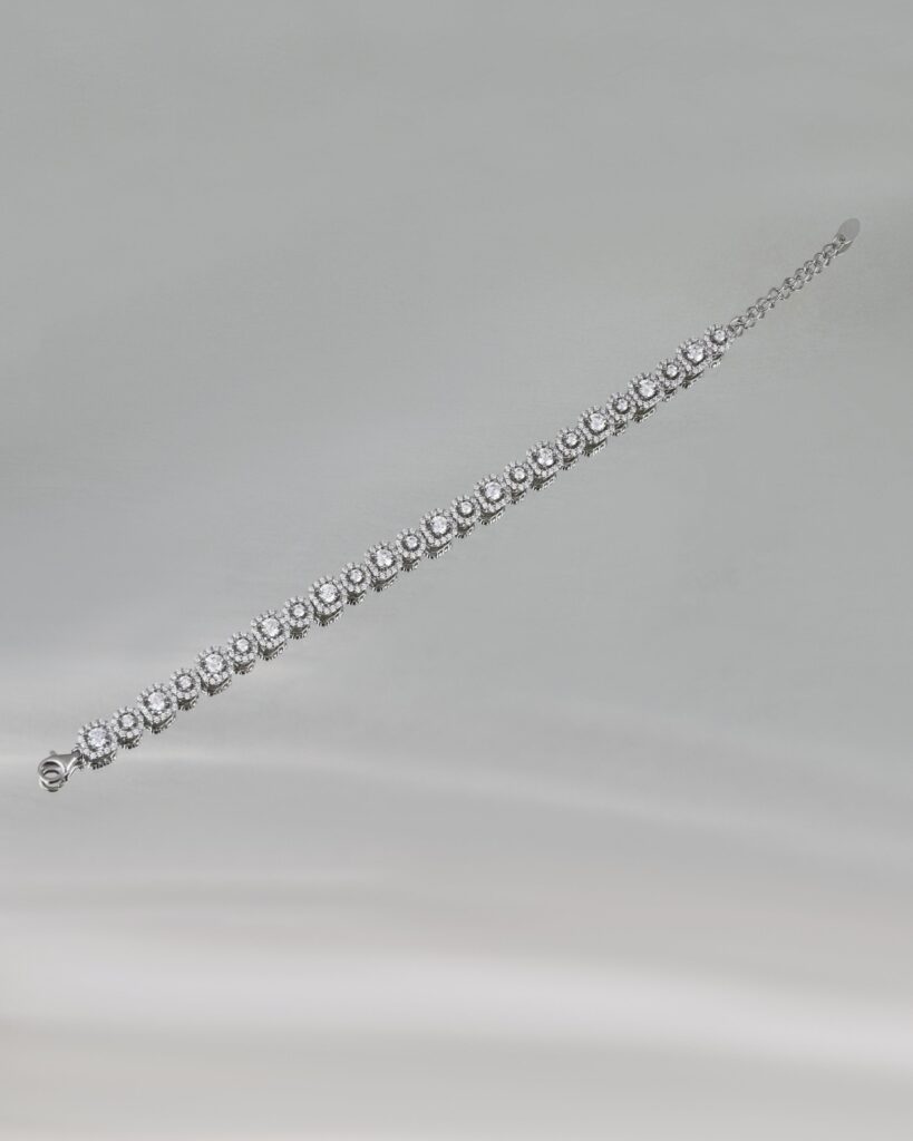 Sphere Baguette Sparkle Classic White Bracelet