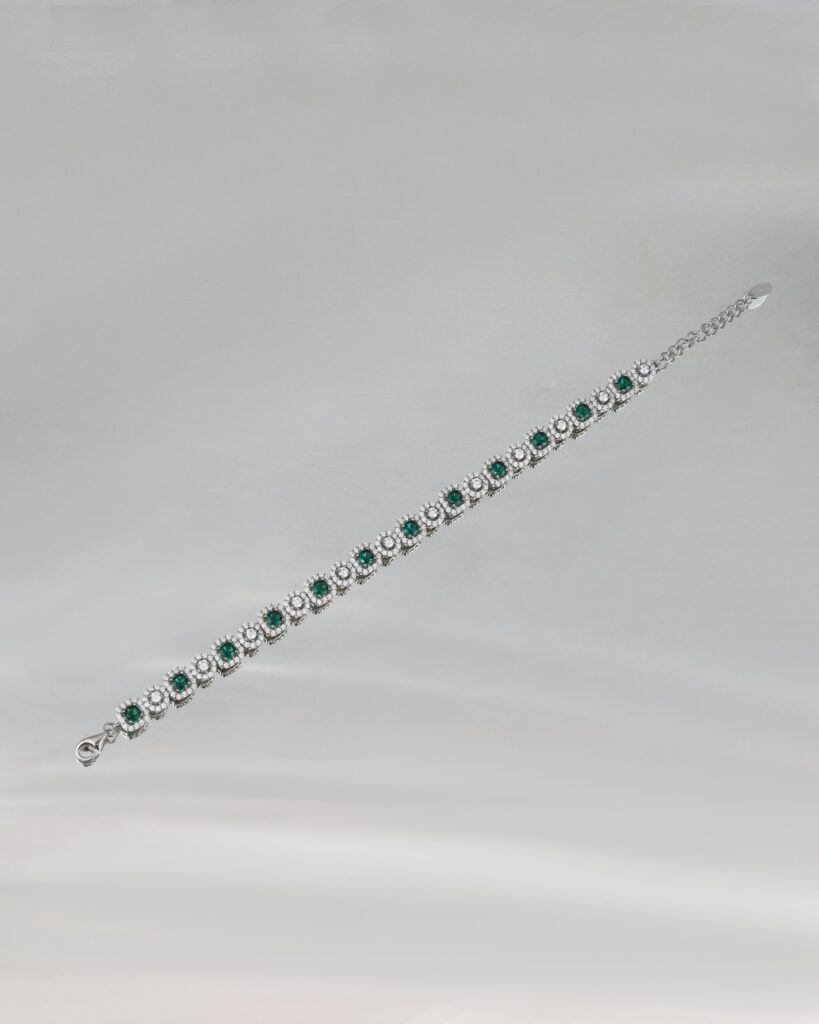 Sphere Baguette Sparkle Classic White & Green Bracelet