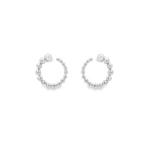 Sphere Beads Silver Earrings