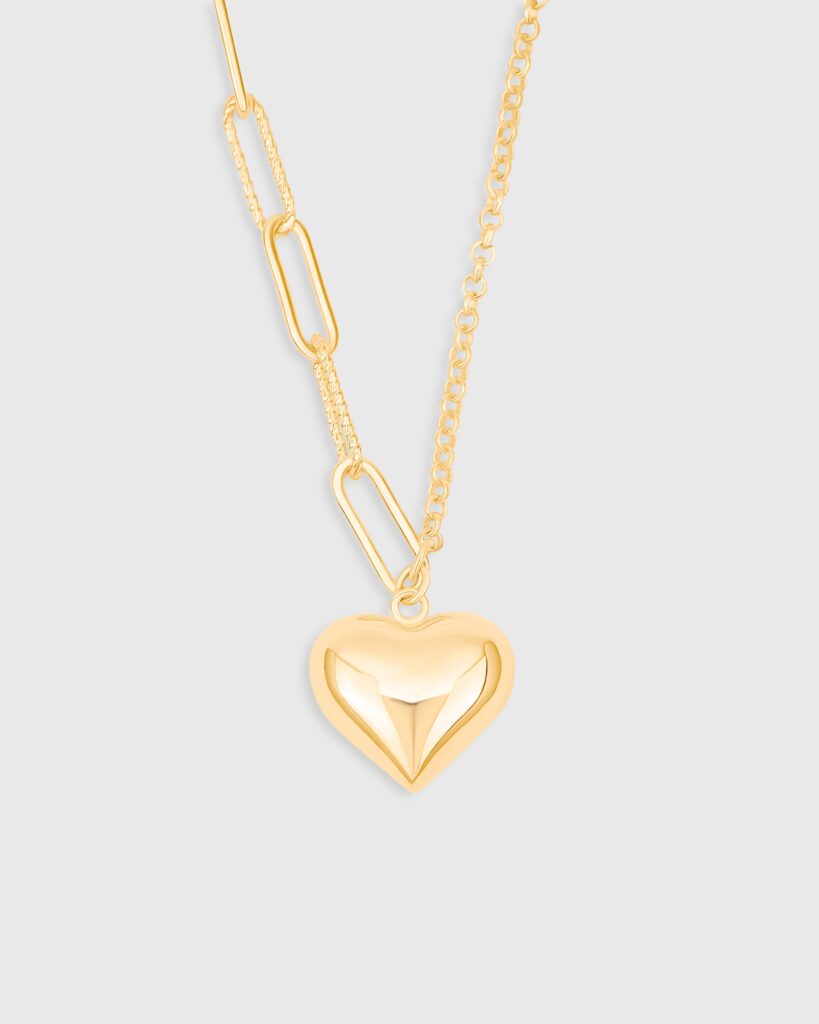 3D Shakel Heart Gold Plated Necklace