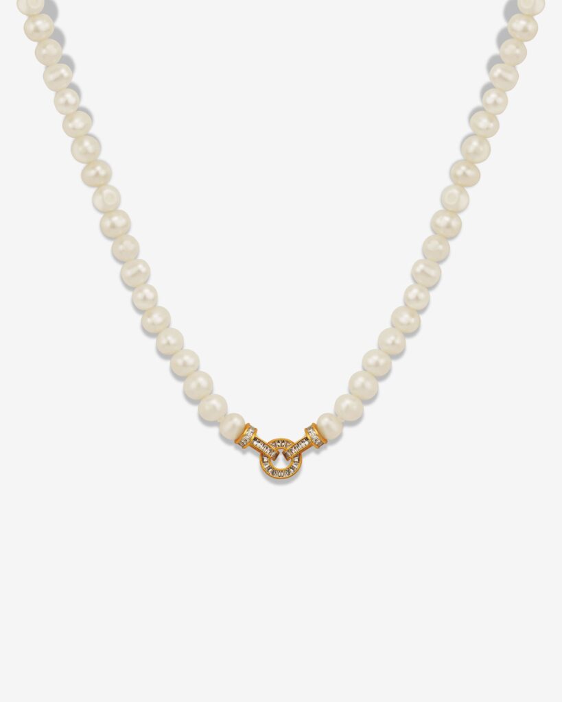 Classic Gold Plated Link SMALL Pearl Necklace