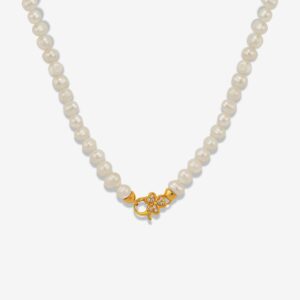 Lucky Clover & Charm SMALL 18K Gold Plated Pearl Necklace