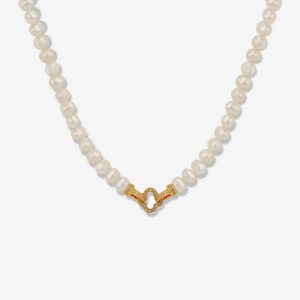 Lucky 4 Leaf Clover Charm SMALL Pearl Necklace