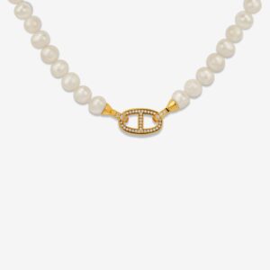 Twin Clip 18K Gold Plated Pearl Necklace