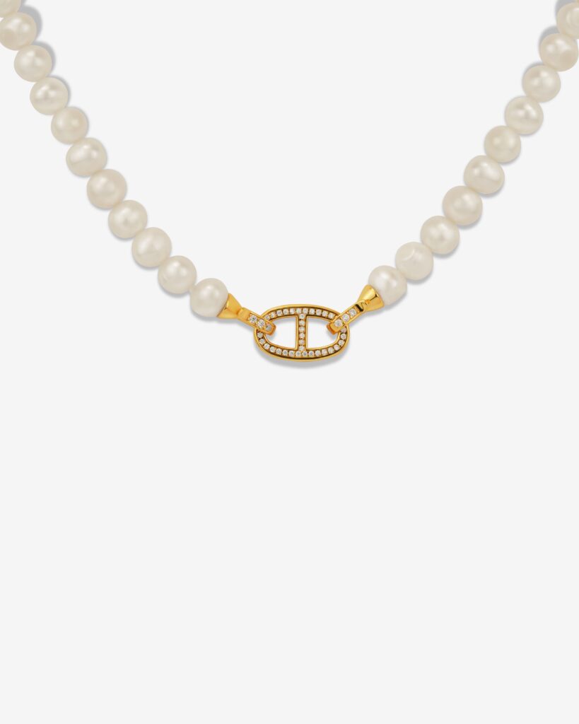 Twin Clip 18K Gold Plated Pearl Necklace