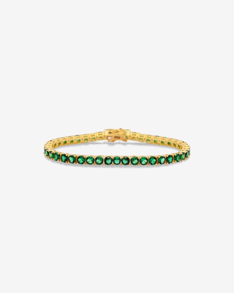 Green Signature Medium Gold Plated Tennis Bracelet