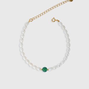 Pearls and Emerald Bead Pearl Bracelet