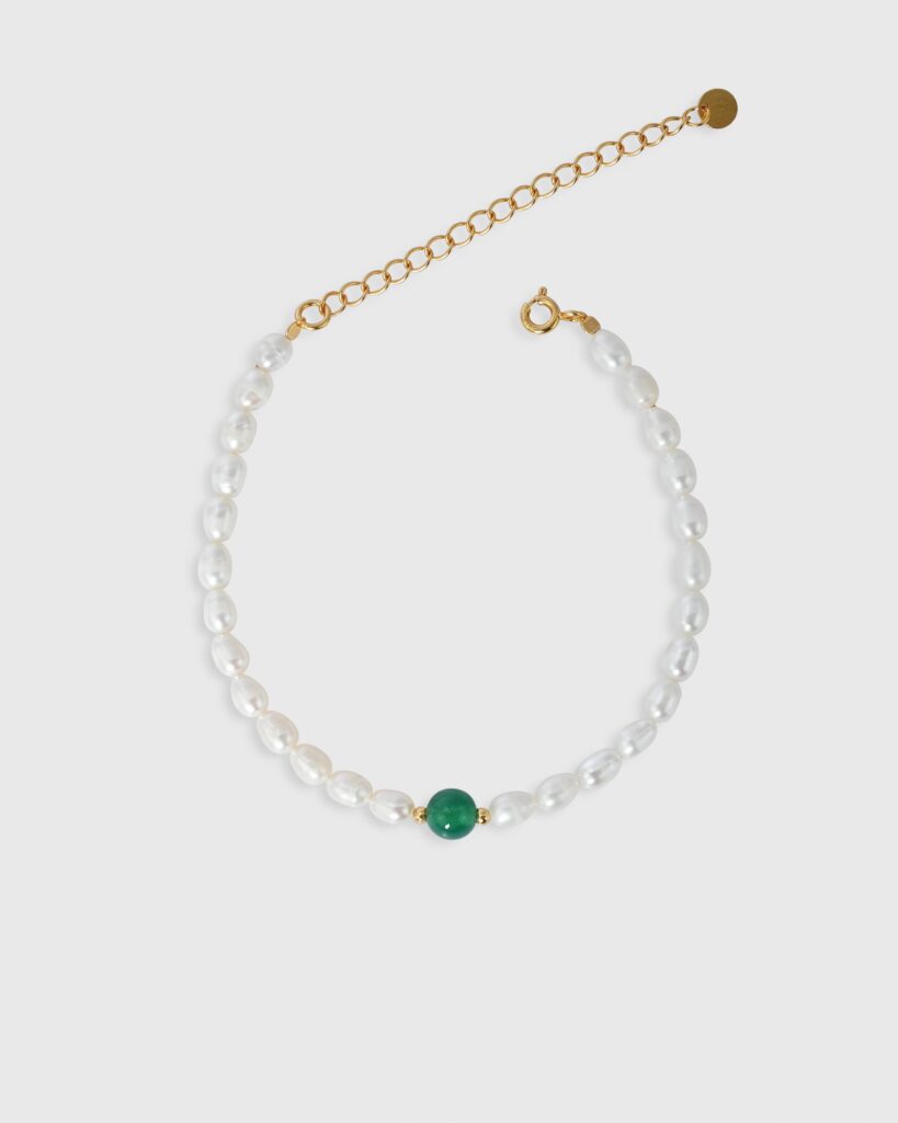 Pearls and Emerald Bead Pearl Bracelet