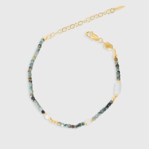 Natural Green Beads and Pearl Bracelet